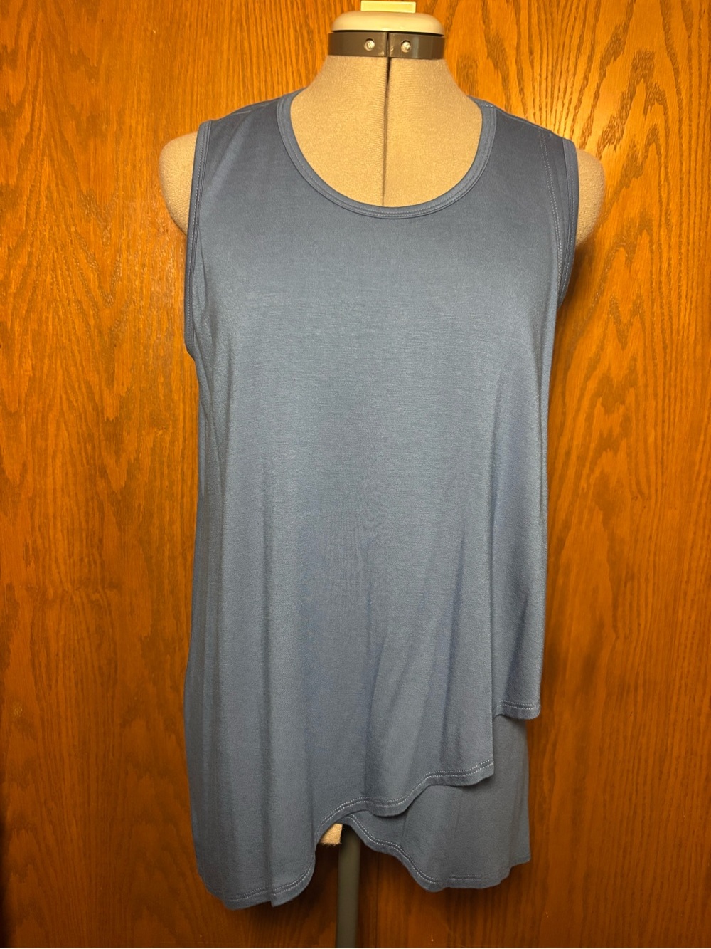 Karen Kane Dusty Blue Asymmetrical Tank Top  - Large